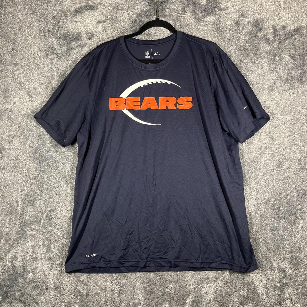 Chicago Bears Shirt Mens 2XL Blue Dri-FIT NFL Team Apparel Moisture Wicking Nike